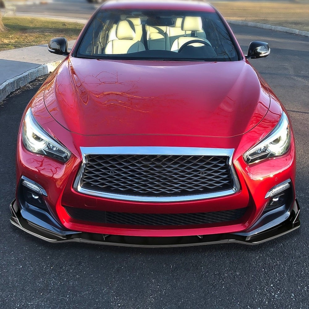 [Painted Gloss Black] Front Bumper Lip For 14-17 Infiniti Q50 Non-Sport Model