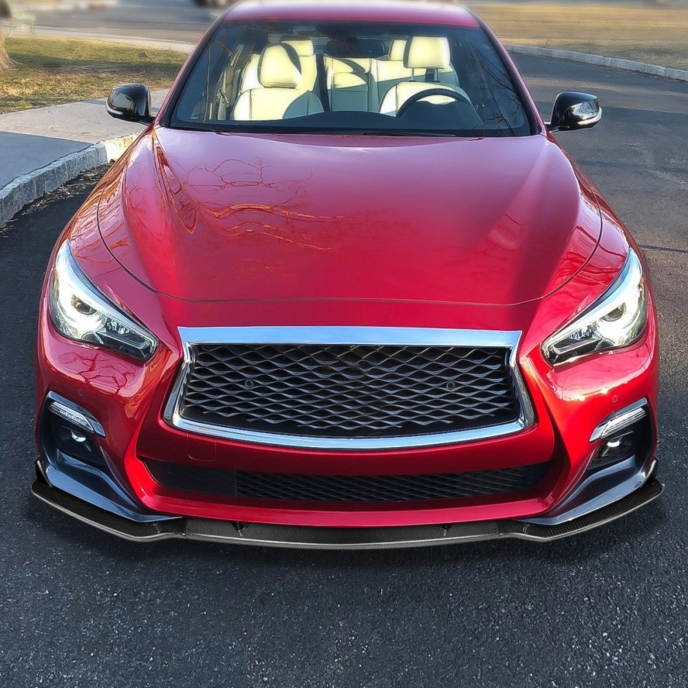 [Real Glossy Carbon Fiber] Front Bumper Lip For 14-17 Infiniti Q50 Non-Sport V37