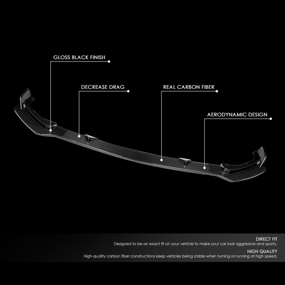 [Real Glossy Carbon Fiber] Front Bumper Lip For 14-17 Infiniti Q50 Non-Sport V37