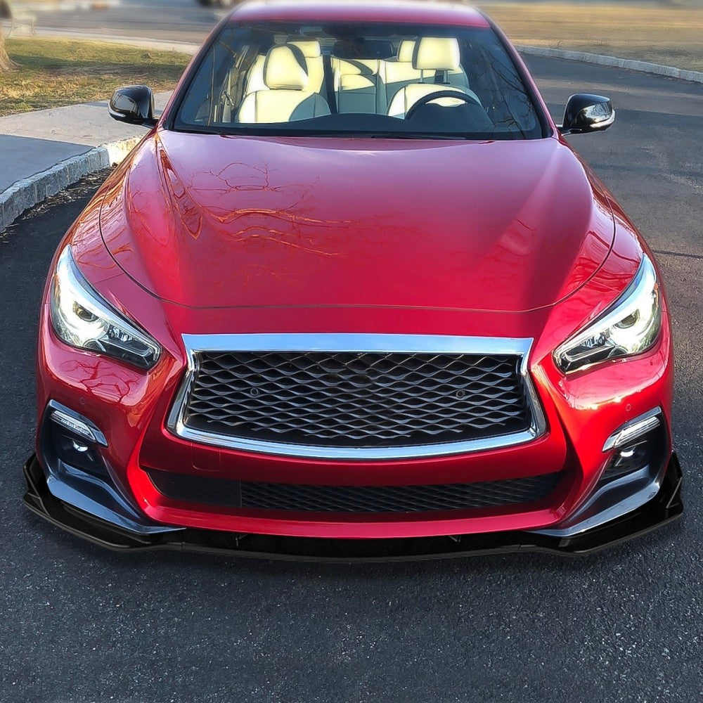 [Matte Black] Front Bumper Lip Guard For 14-17 Infiniti Q50 Non-Sport Model V37