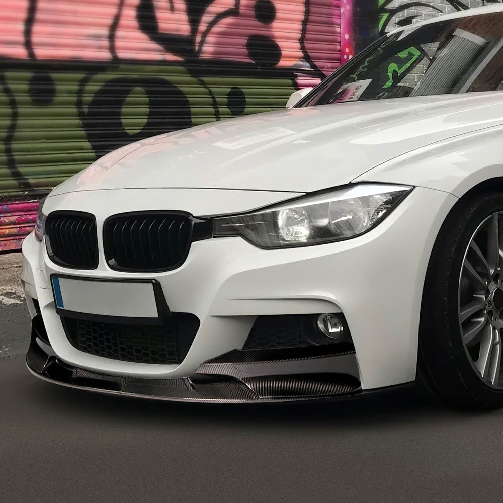 [Real Glossy Carbon Fiber] Front Bumper Lip For 12-18 BMW F30 F35 M-Sport Bumper