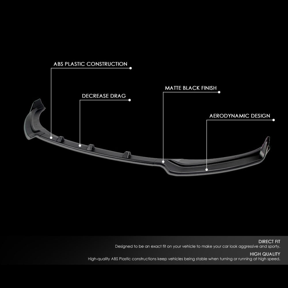 Matte Black Front Spoiler Lip Set – Fits 2017-2018 Hyundai Elantra (3-Piece, ECCPP)
