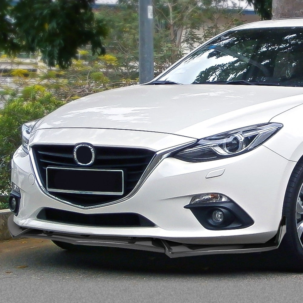 [Carbon Style Look] Front Bumper Lip Chin Guard Body Kit For 14-18 Mazda 3 BM/BN
