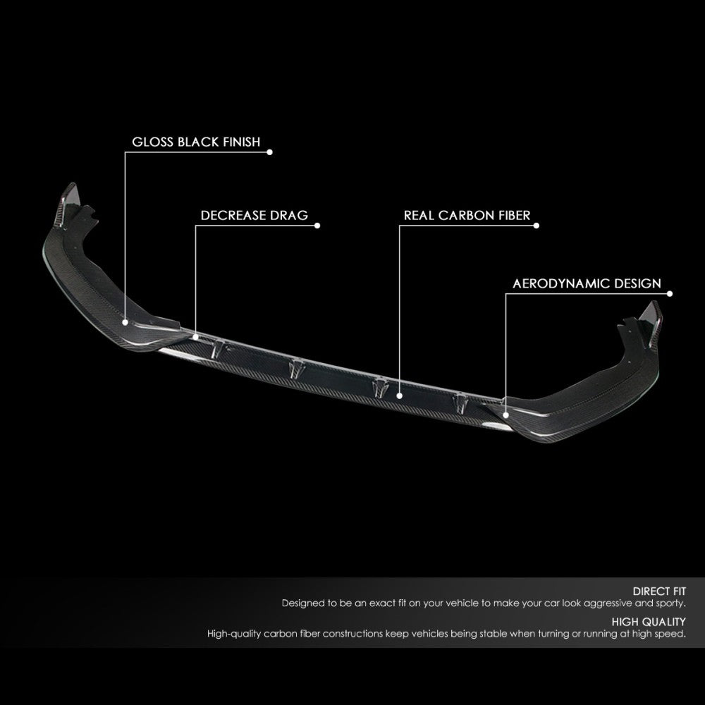 Real Glossy Carbon Fiber Front Bumper Lip Body Kit 18-20 Honda Fit