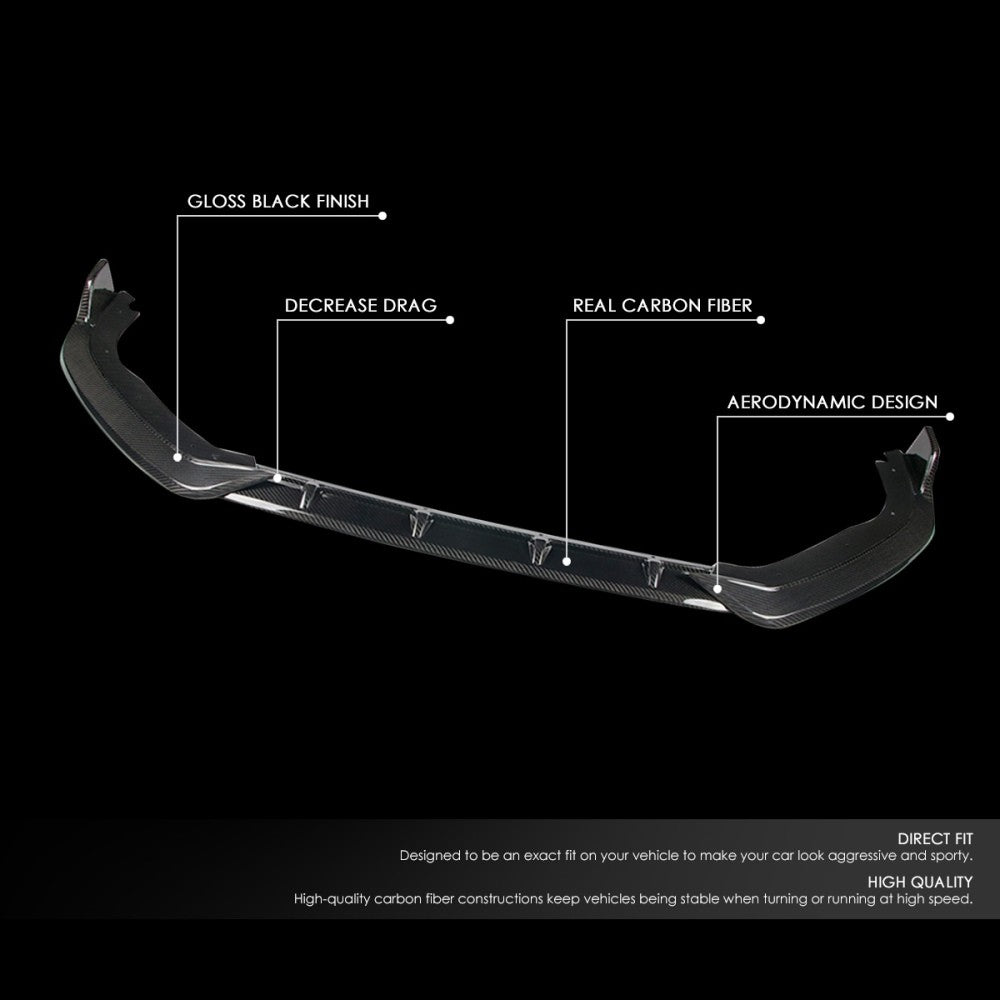 [Real Glossy Carbon Fiber] Front Bumper Lip Guard Spoiler For 18-20 Honda Fit GK