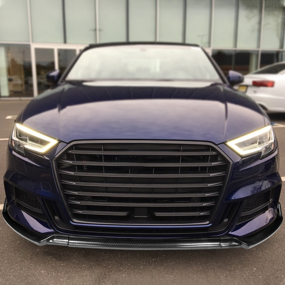 [Real Glossy Carbon Fiber] Front Bumper Lip For 17-20 Audi A3 Base/Premium 8V