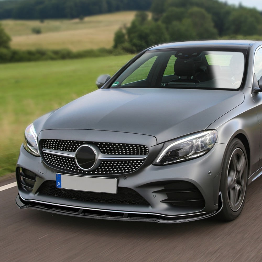 [Painted Gloss Black] Front Bumper Lip Guard Spoiler For 15-18 Benz C-Class W205