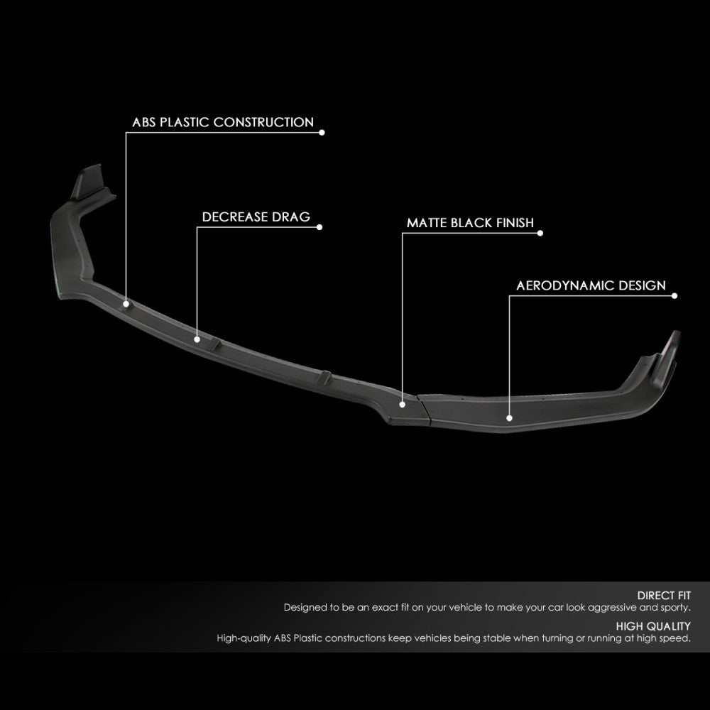 [Matte Black] Front Bumper Lip Chin Guard Body Kit For 12 Honda Civic 4DR Sedan