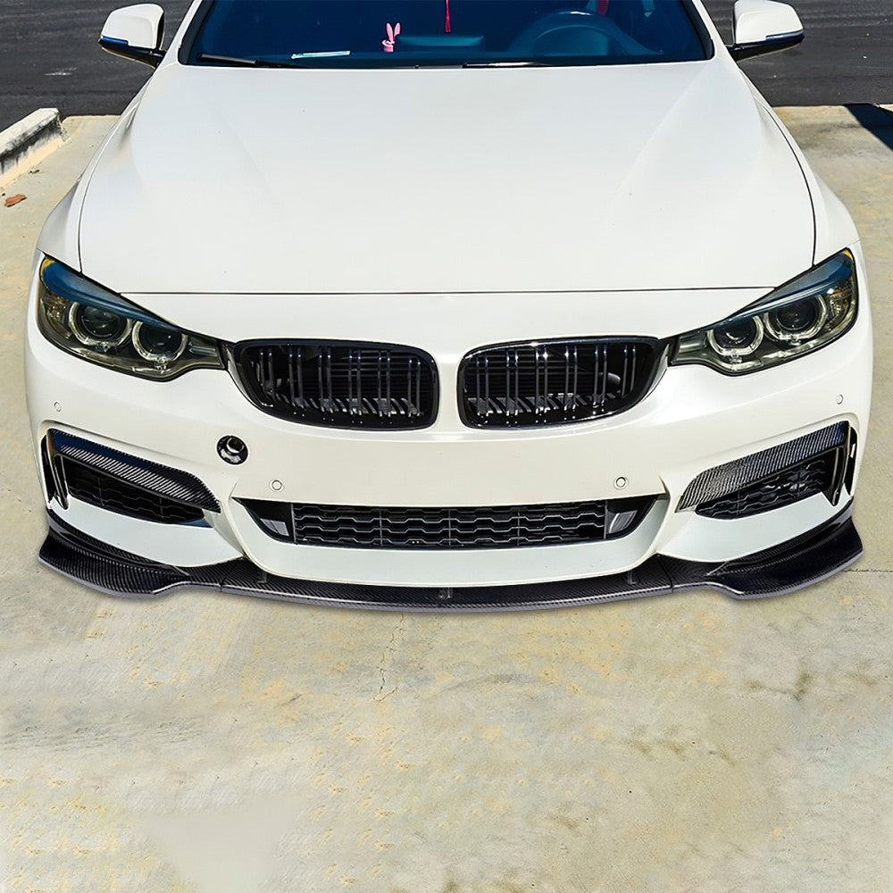 [Real Glossy Carbon Fiber] Front Bumper Lip For 14-19 BMW 4-Sereis Sport/M-Sport