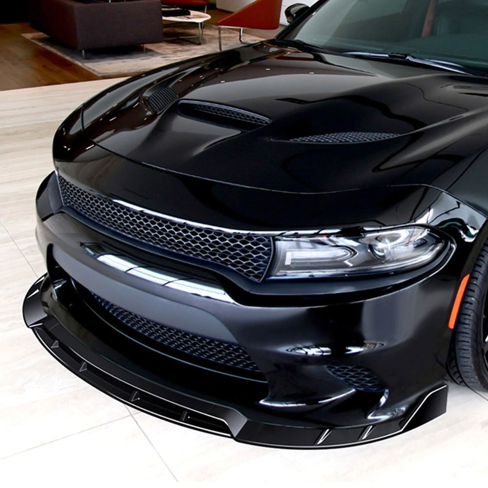 [Painted Gloss Black] Front Bumper Lip Guard Body Kit For 15-21 Dodge Charger LD