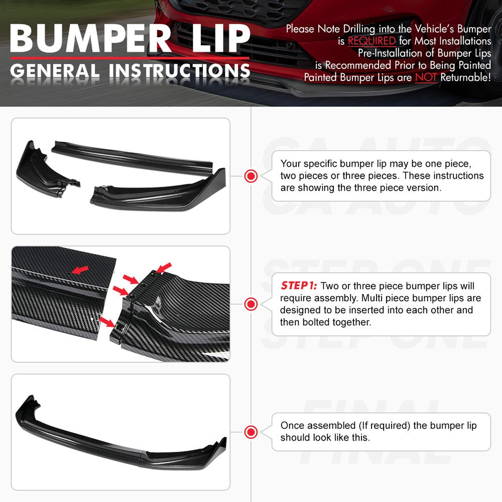 [Real Glossy Carbon Fiber] Front Bumper Lip For 13-19 BMW F30 F31 F34 BaseBumper