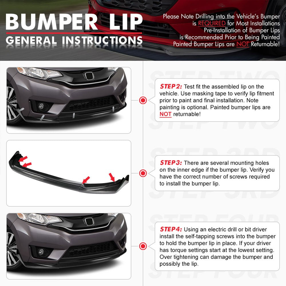 [Carbon Style Look] Front Bumper Lip Guard Body Kit For 15-17 Toyota Camry XV50