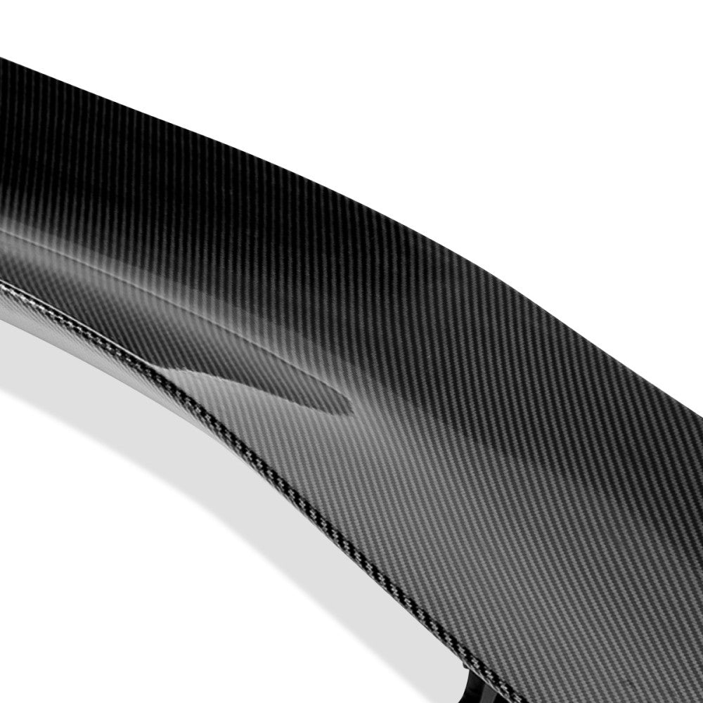 57" GT Style V1 Black Carbon Fiber Look Adjustable Rake Rear Trunk Spoiler Wing