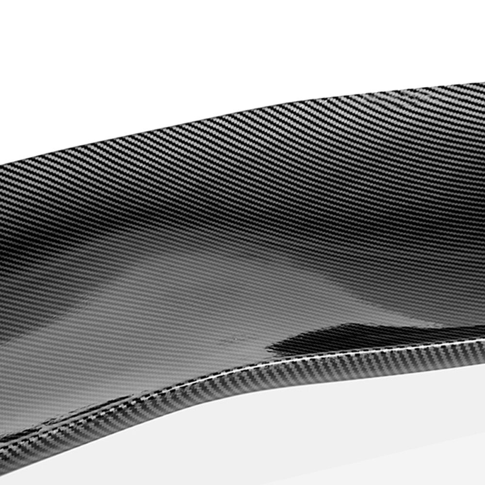 57" GT Style V2 Black Carbon Fiber Look Adjustable Rake Rear Trunk Spoiler Wing