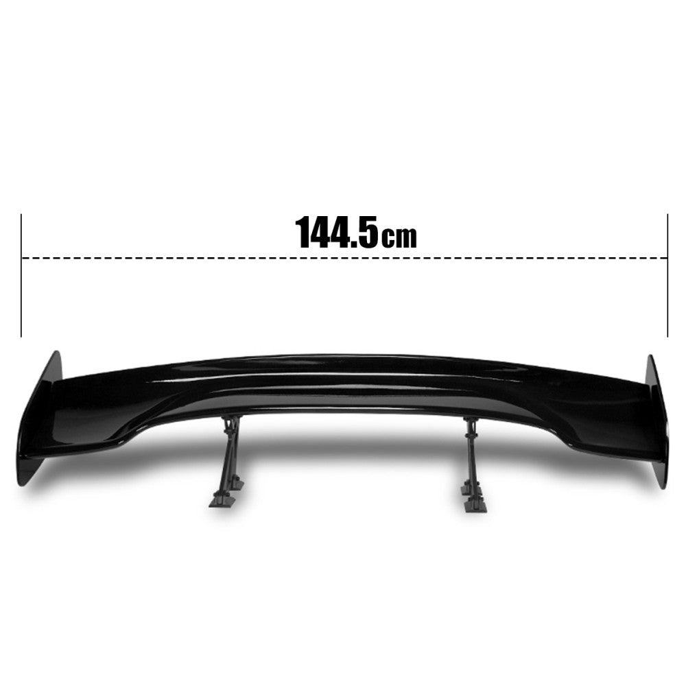 57" GT Style V3 Black Painted Glossy Adjustable Rake Rear Trunk Spoiler Wing