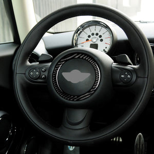 Black Carbon Fiber Sport Steering Wheel Ring  Sticker Trim For 06-13 Mini Cooper