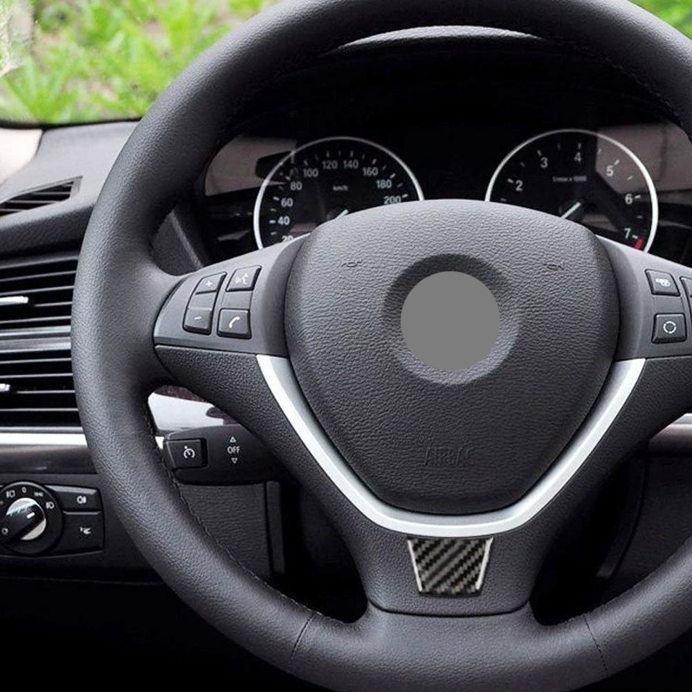Black Carbon Fiber Sport Steering Wheel Cover Sticker Trim For BMW X5 -  BuildFastCar