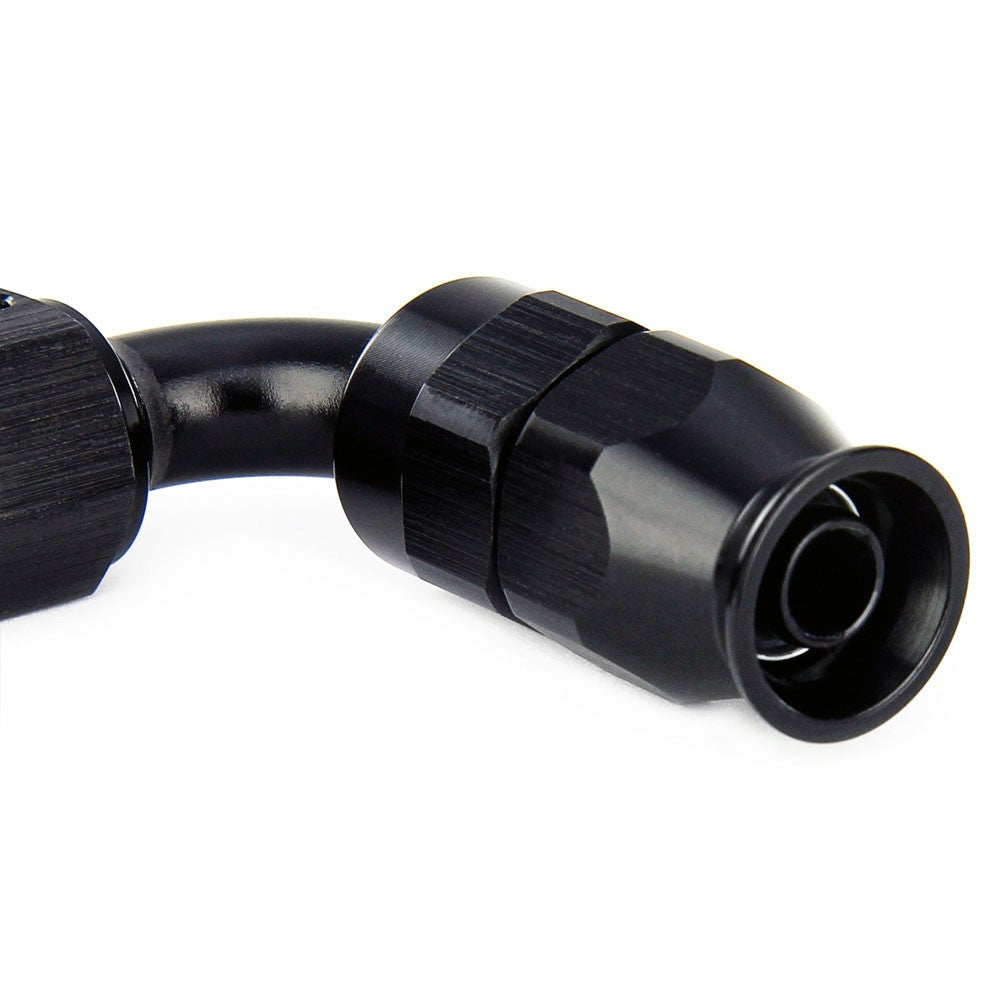 HPS Compression Teflon Hose End to AN Female for Stainless Steel Reinforced PTFE Hose, 150 Degree, AN -10, Black Aluminum