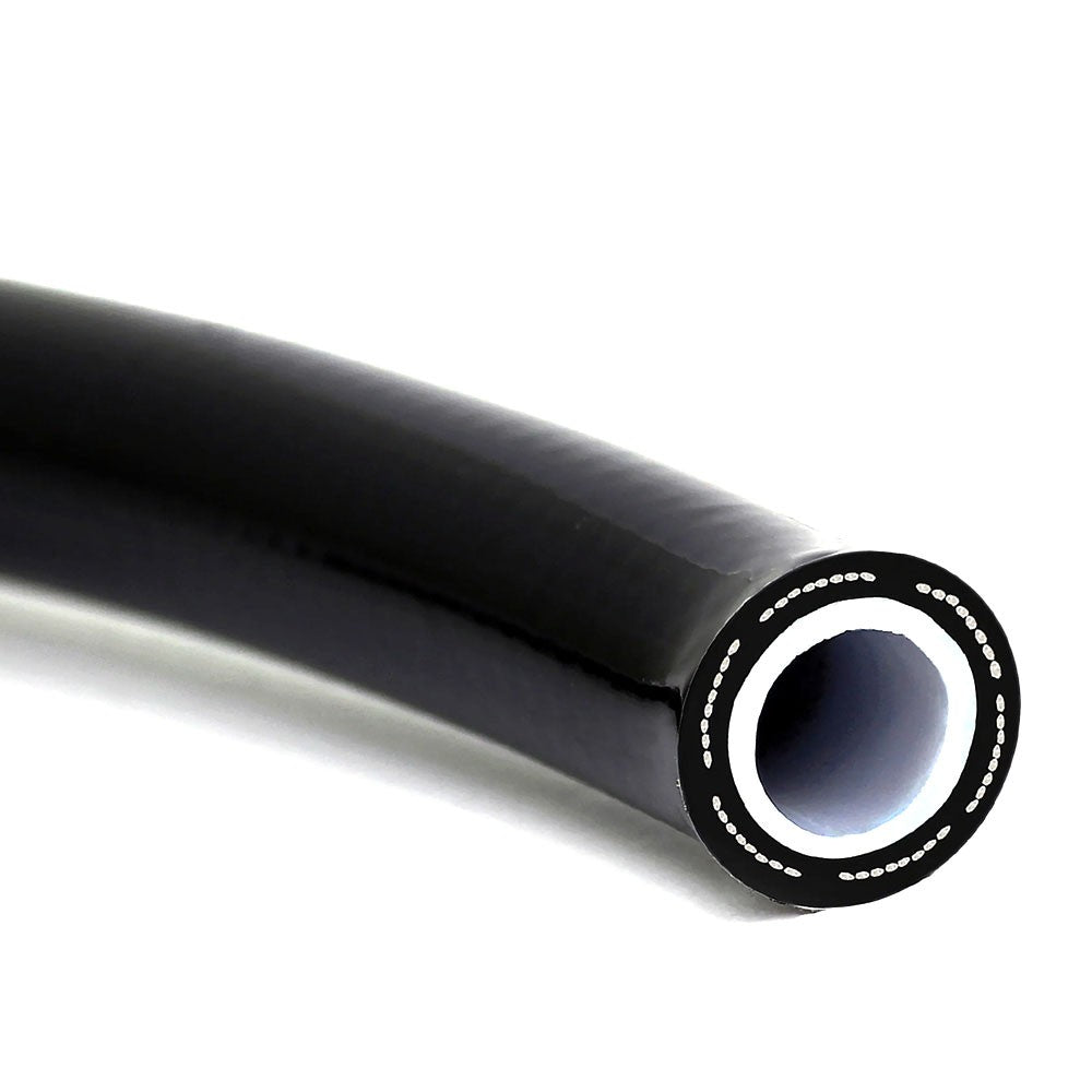 HPS 3/8 (9.5mm), FKM Lined Oil Resistant High Temperature Reinforced Silicone Hose, Sold per Feet, Black - FKM-038-BLK