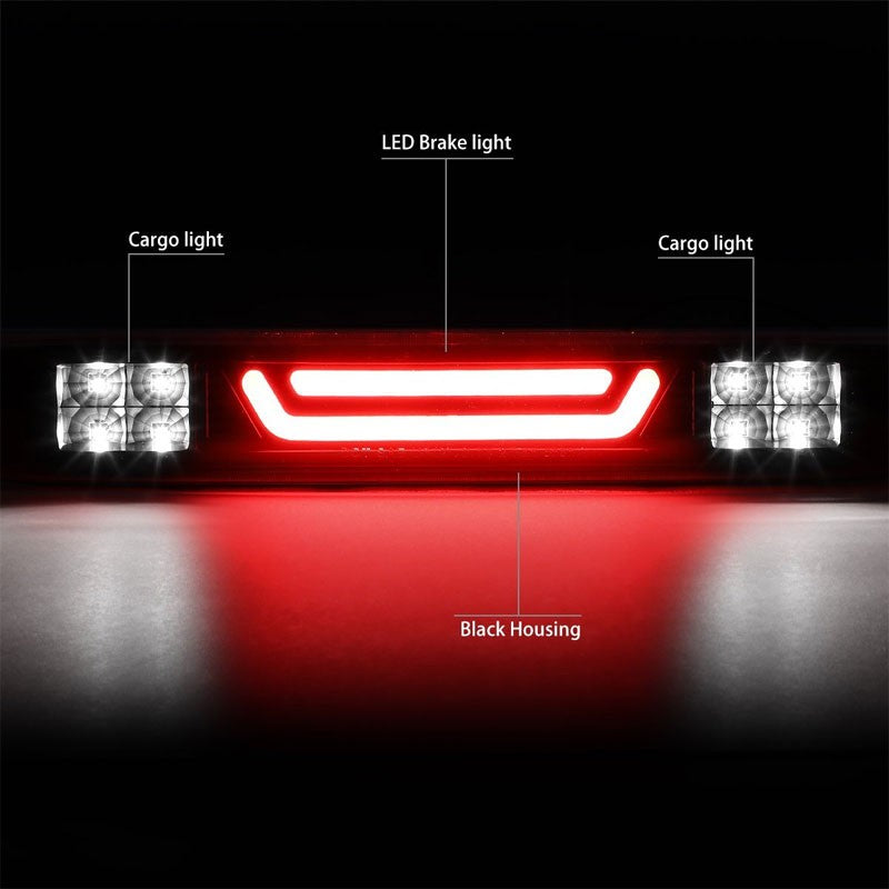 Black Housing Clear Len 3D LED Rear Third Brake & Cargo Light For 04-12 Colorado-Exterior-BuildFastCar