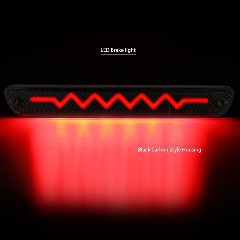 [Heartbeat LED] Carbon/Clear Len Third Brake Light 04-12 Canyon BFC-3BRLED-MULTI6-CHV13D-T5-BK