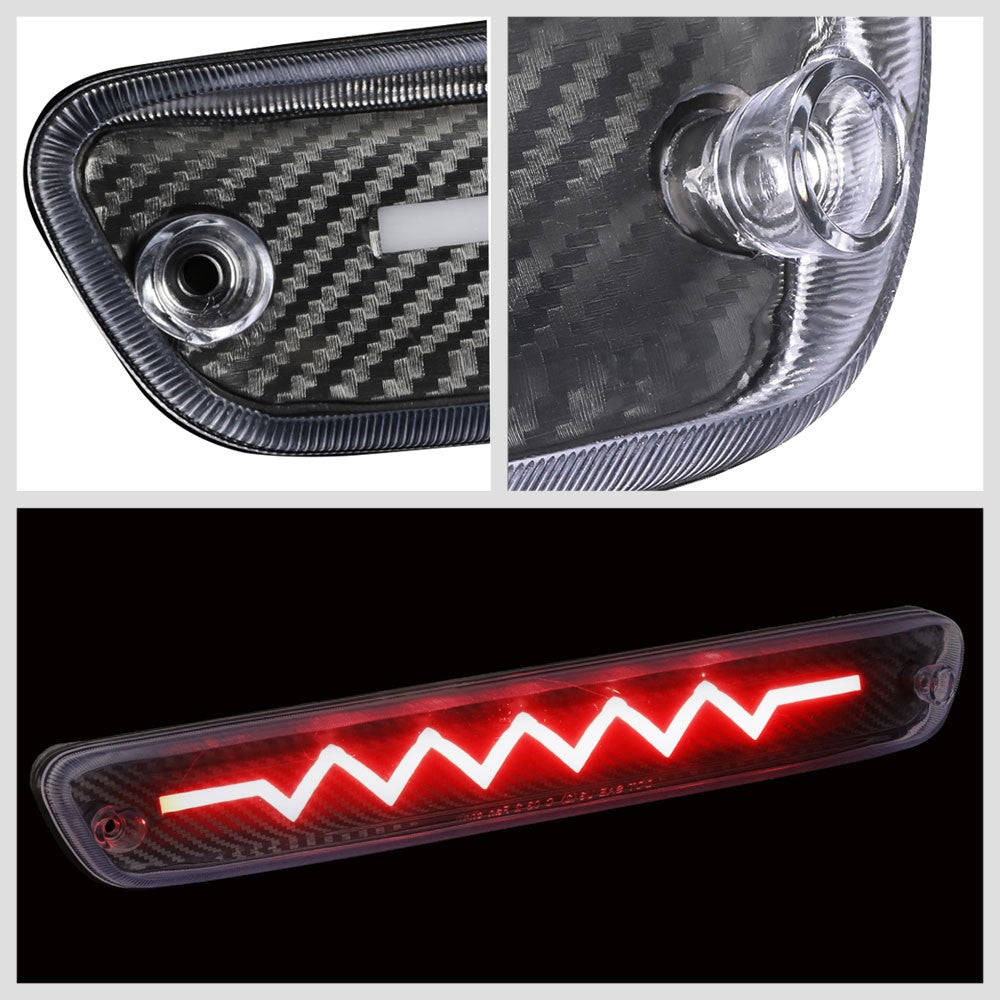 [Heartbeat LED] Carbon/Clear Len Third Brake Light 04-12 Canyon BFC-3BRLED-MULTI6-CHV13D-T5-BK