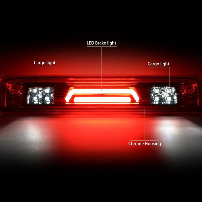 Chrome Housing Clear Len 3D LED Rear Third Brake/Cargo Light For 15-18 Colorado-Exterior-BuildFastCar
