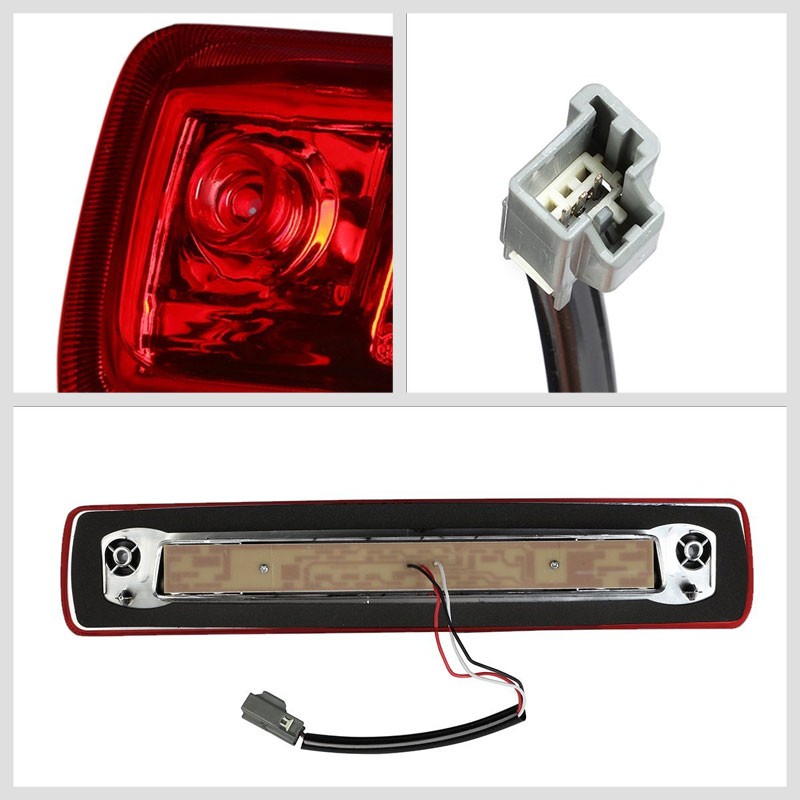 Chrome Housing Red Len 3D LED Rear Third Brake & Cargo Light For 15-18 Colorado-Exterior-BuildFastCar