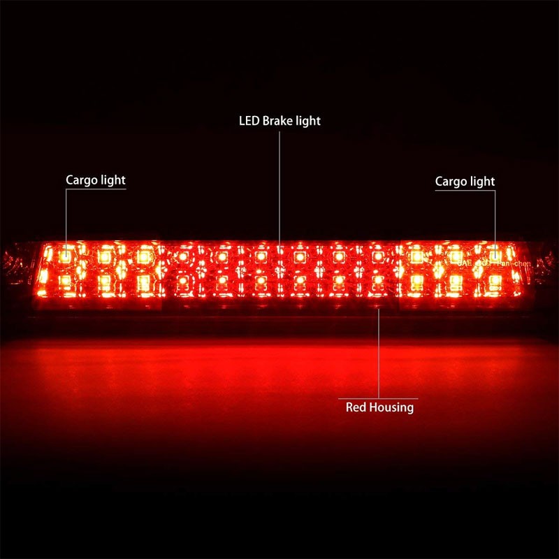 Chrome Housing Red Lens LED Rear Cargo+3RD Third Brake Light For 15-18 Canyon-Exterior-BuildFastCar