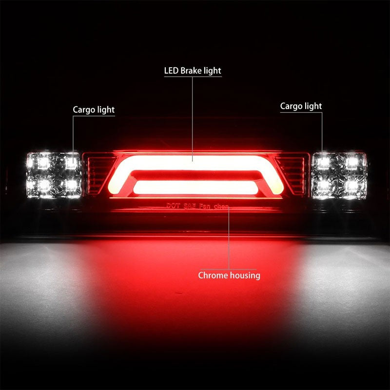 Chrome Housing Clear Len 3D LED Rear Third Brake/Cargo Light For 02-08 Ram 1500-Exterior-BuildFastCar