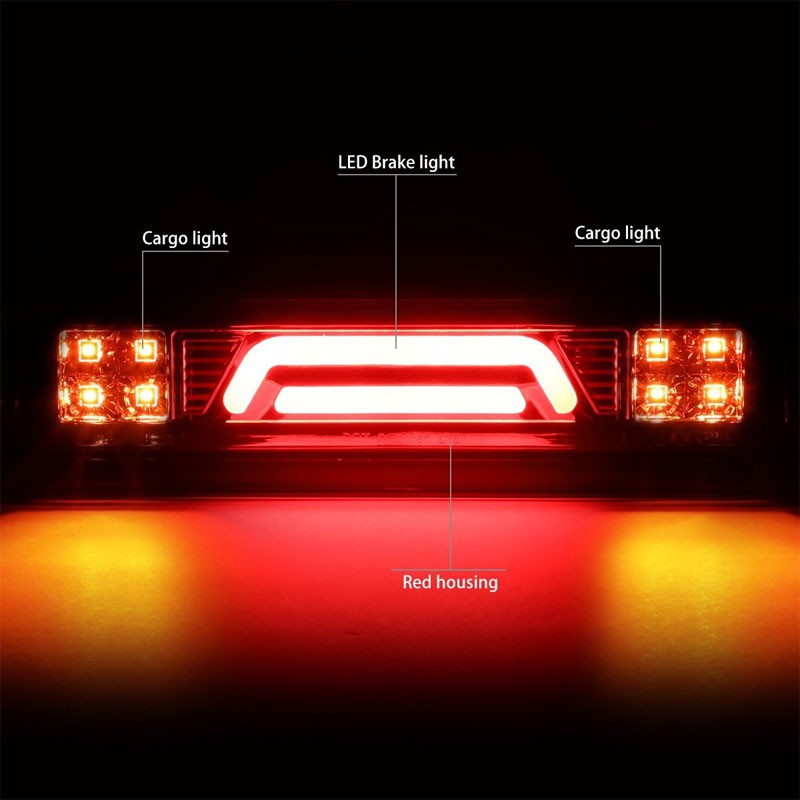 Chrome Housing Red Len 3D LED Rear Third Brake & Cargo Light For 02-08 Ram 1500-Exterior-BuildFastCar