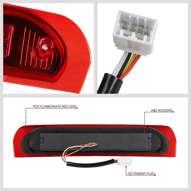 Chrome Housing Red Len 3D LED Rear Third Brake & Cargo Light For 02-08 Ram 1500-Exterior-BuildFastCar
