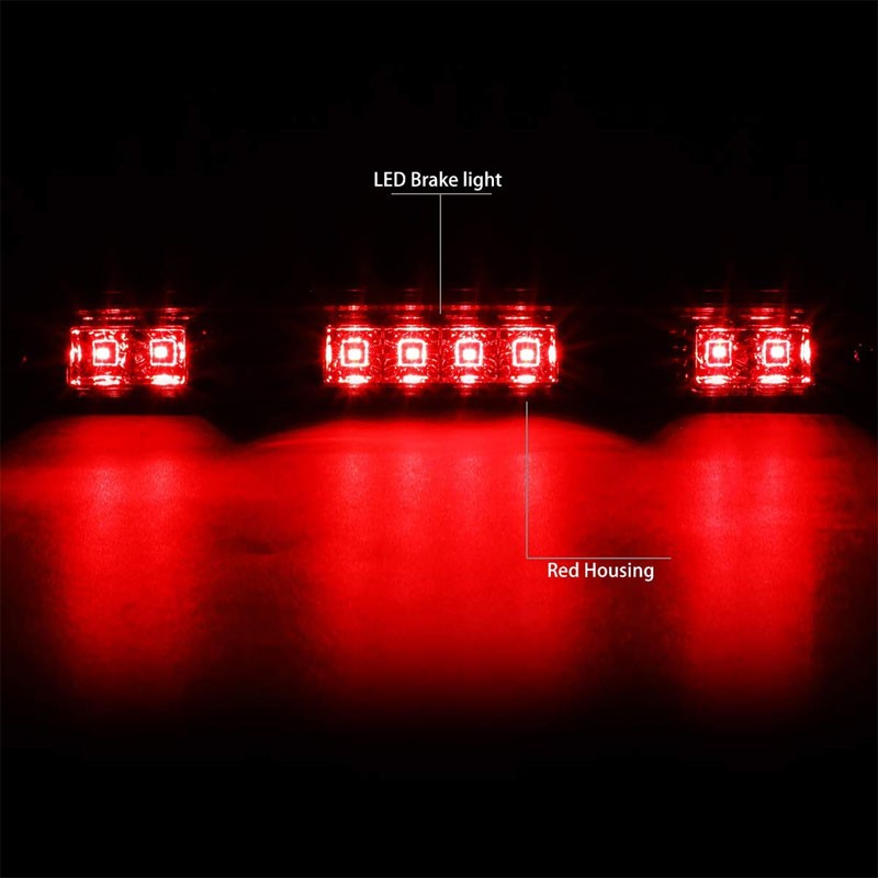 Chrome Housing Red Lens LED Rear 3RD Third Brake Light Lamp For 92-96 Ford F-150-Exterior-BuildFastCar