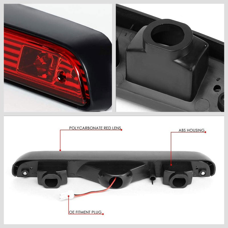 Chrome Housing Red Lens LED Rear 3RD Third Brake Light Lamp For 92-96 Ford F-150-Exterior-BuildFastCar