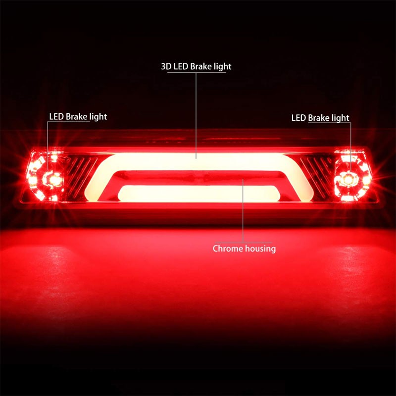 Clear Lens/Chrome 3D LED 3RD Tail Third Brake Light for 87-93 Mustang LX Hatchback