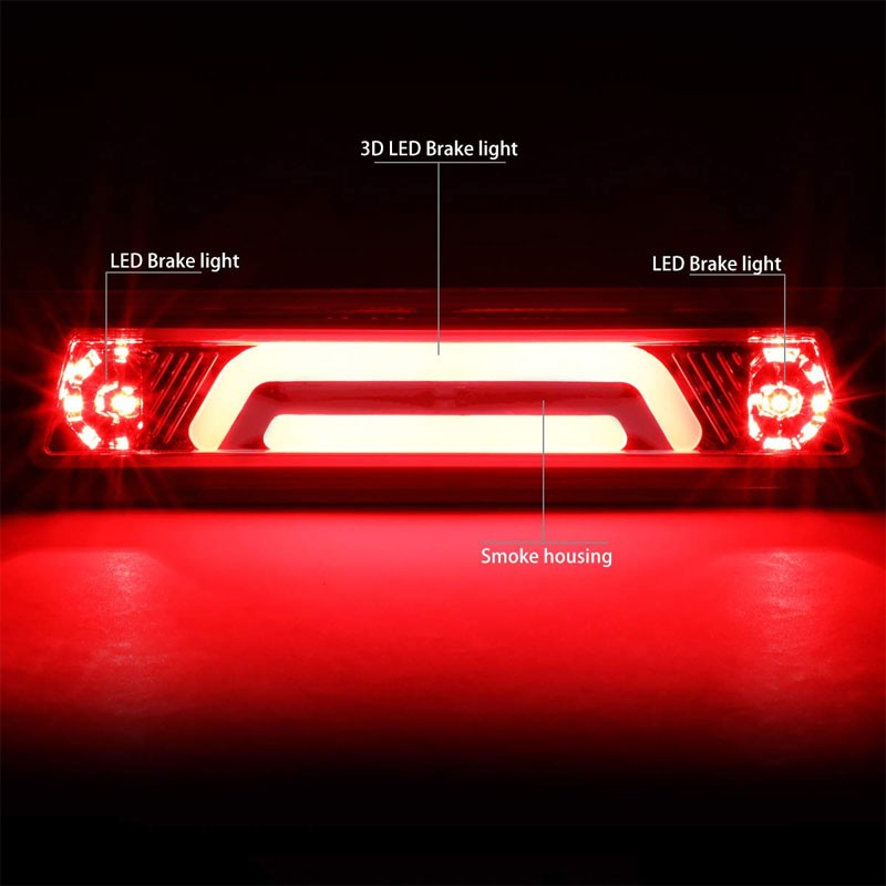 Smoke Lens/Chrome 3D LED 3RD Tail Third Brake Light for 87-93 Mustang LX Hatchback