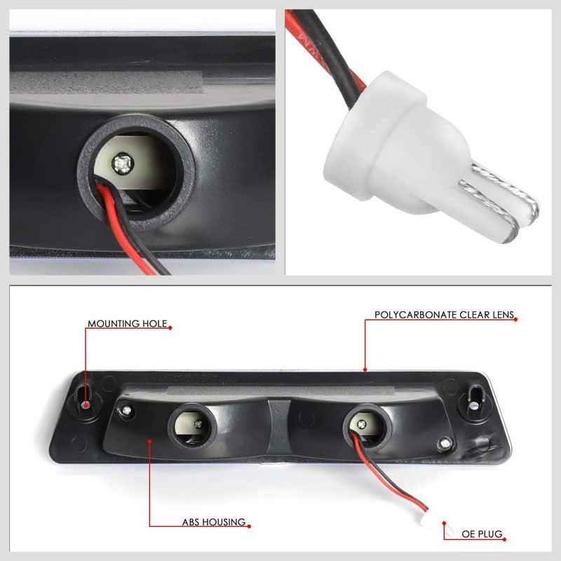 Clear Lens/Chrome House LED Rear Third Brake Light for 87-93 Mustang LX Hatchback