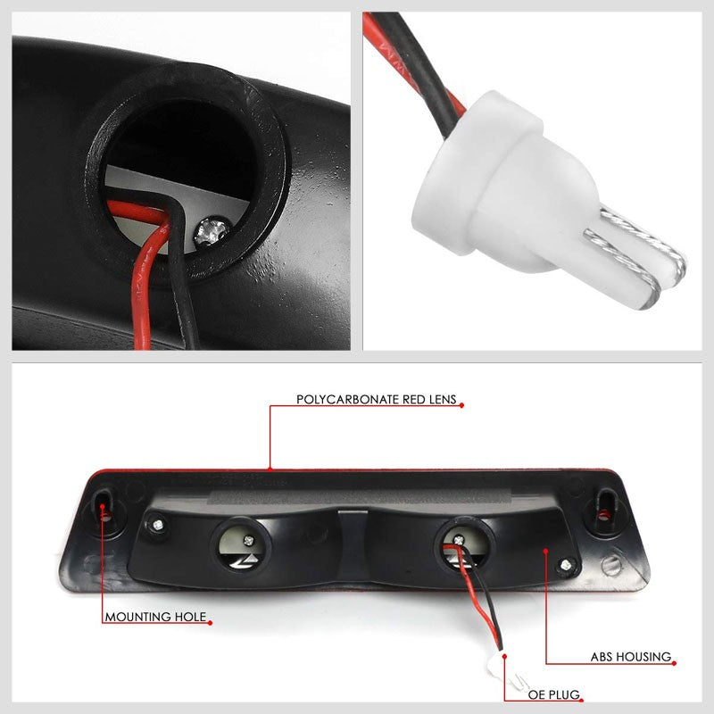 Red Lens/Chrome House LED Rear Third Brake Light for 87-93 Mustang LX Hatchback
