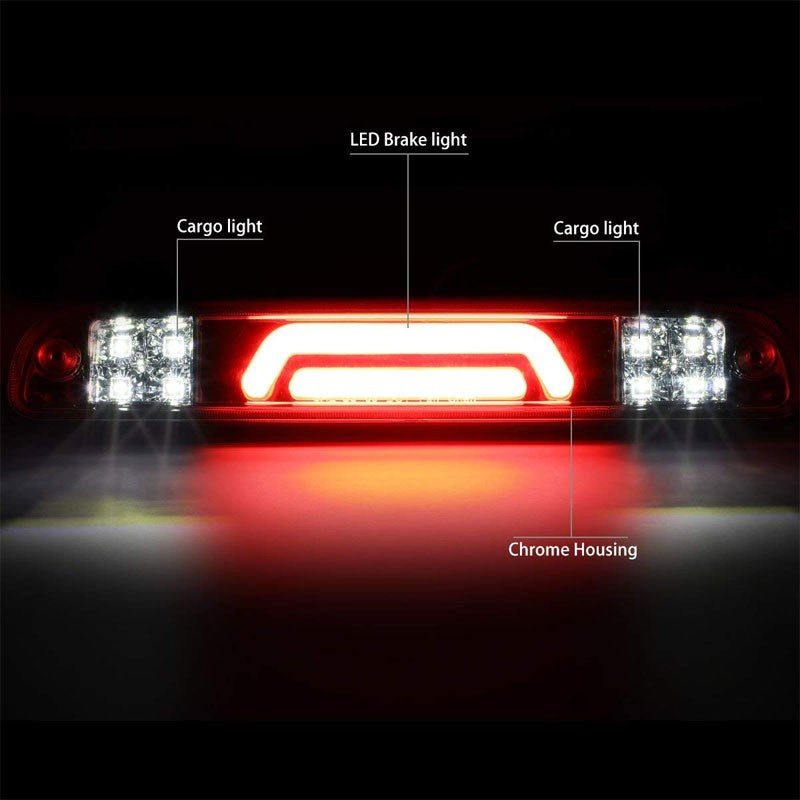 Chrome Housing Clear Lens 3D LED Cargo+3RD Third Brake Light For 99-16 F-250 SD-Exterior-BuildFastCar
