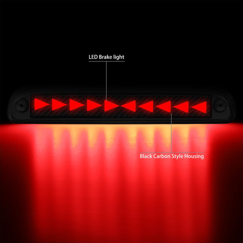 [Triangle LED] Carbon/Clear Len Third Brake Light 99-16 SD Truck BFC-3BRLED-CGL-FOR99F2345SD-TY4-BK