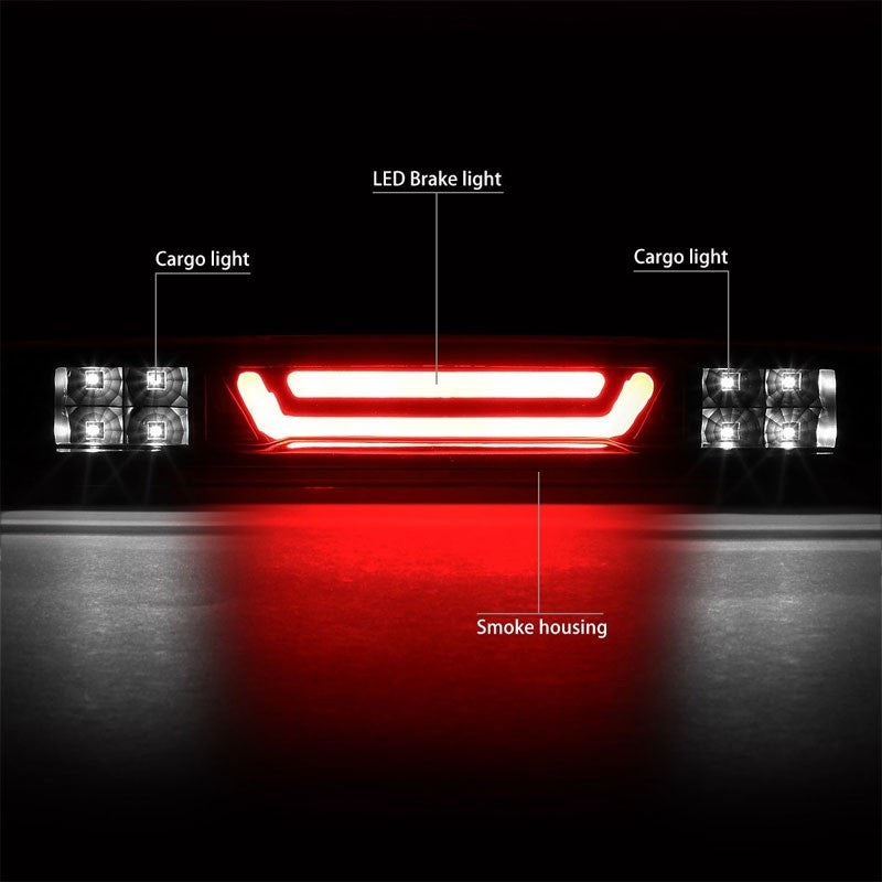 Black Housing Smoked Lens 3D LED Rear Third Brake & Cargo Light For 07-13 Sierra-Exterior-BuildFastCar