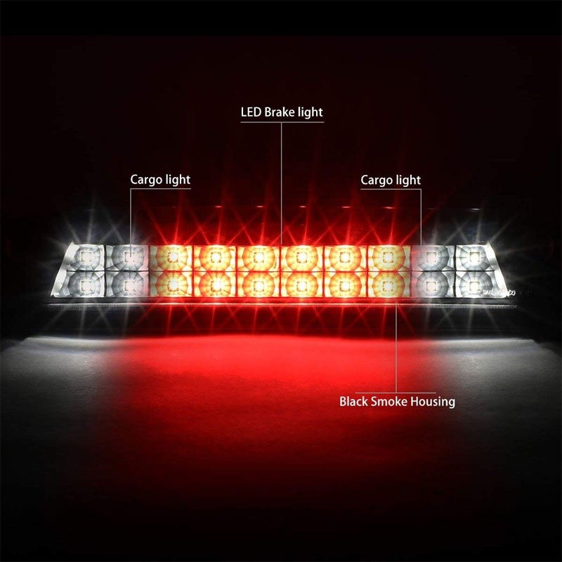 Black Housing Smoked Lens LED Cargo+Third Brake Light For 14-18 Silverado 1500-Exterior-BuildFastCar
