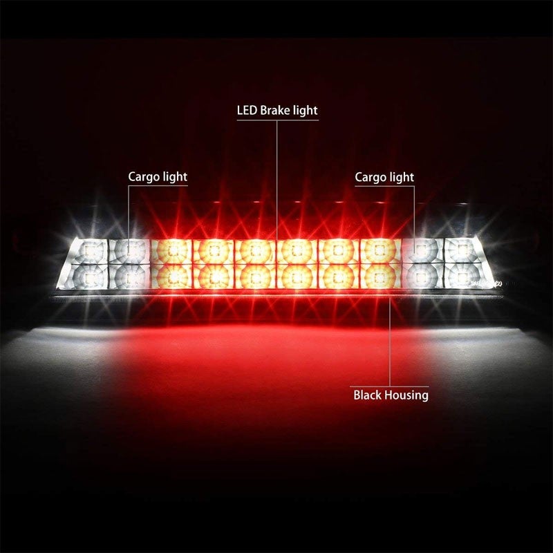 Black Housing Clear Lens LED Cargo+Third Brake Light For 14-18 Silverado 1500-Exterior-BuildFastCar