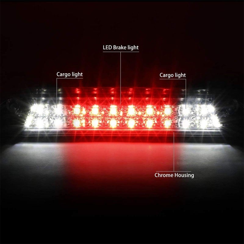 Chrome Housing Clear Lens LED Cargo+Third Brake Light For 14-18 Silverado 1500-Exterior-BuildFastCar