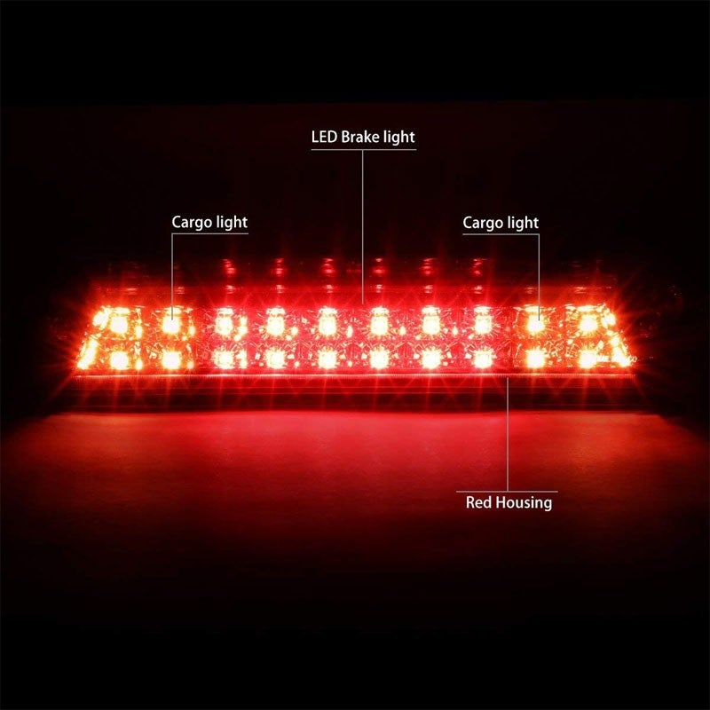 Chrome Housing Red Lens LED Cargo+Third Brake Light For 14-18 Silverado 1500-Exterior-BuildFastCar