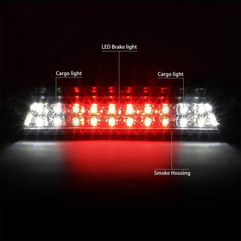 Chrome Housing Smoked Lens LED Cargo+Third Brake Light For 14-18 Silverado 1500-Exterior-BuildFastCar