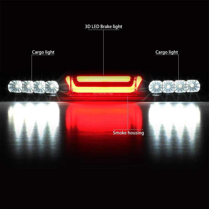 3D LED Rear Third Brake Light Black Housing Smoke Lens For 99-06 GMC Sierra-Lighting-BuildFastCar