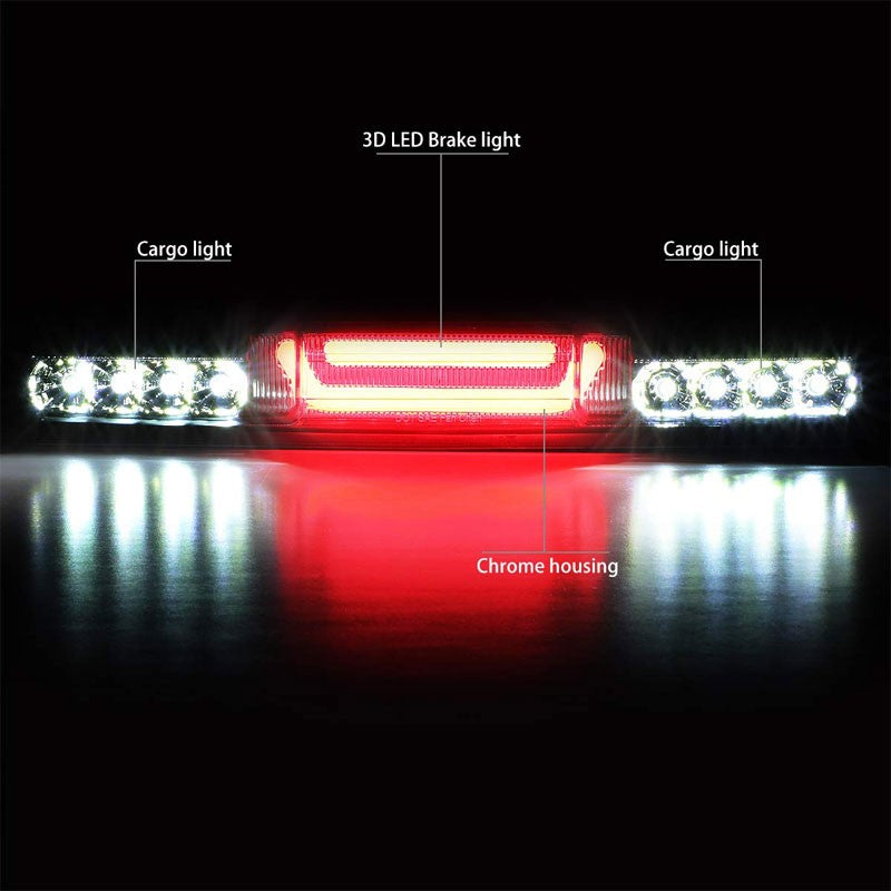 3D LED Rear Third Brake Light Chrome Housing Clear Len For 99-06 Chevy Silverado-Lighting-BuildFastCar