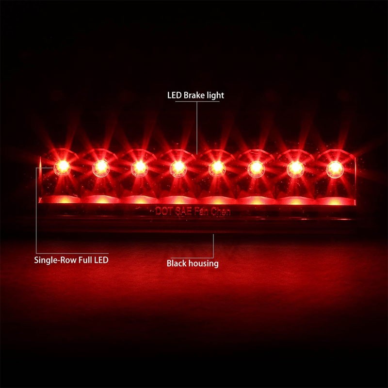 Black Third Brake/Reverse Red LED Center Rear Light For Toyota 95-16 Tacoma V6-Exterior-BuildFastCar