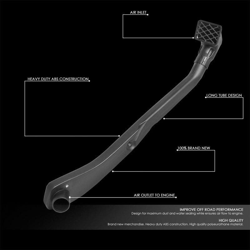 Offroad Safari Relocate Air Snorkel Intake Pipe For Jeep 99-06 Wrangler TJ-Air Intake Systems-BuildFastCar-BFC-ARSL-JEE99WRG-BK